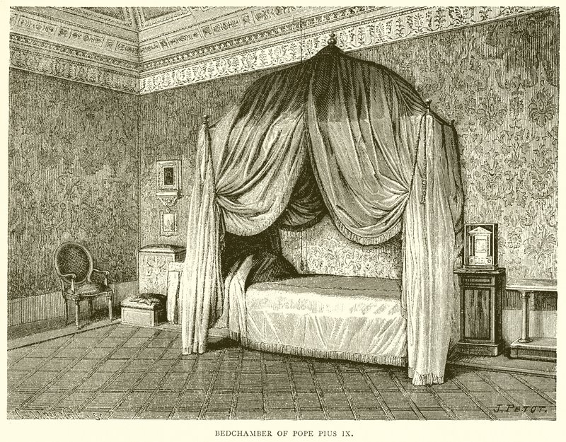 Bedchamber of Pope Pius IX by English School