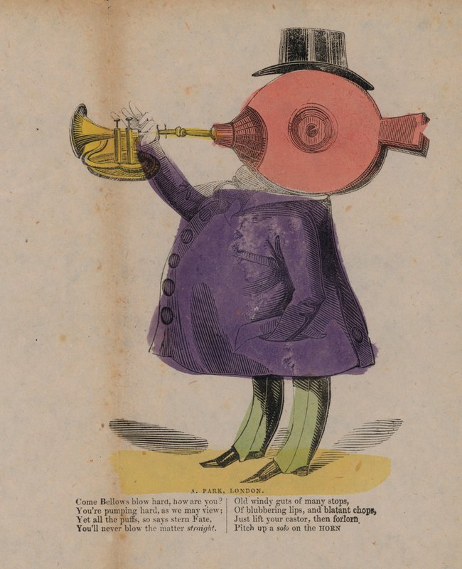 Bellows blowing a horn by English School