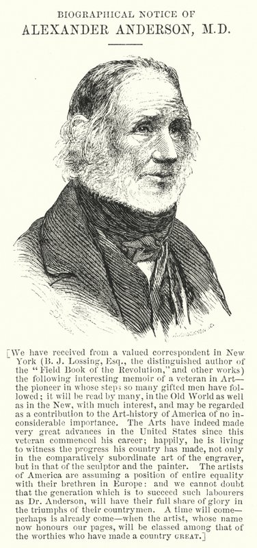 Biographical Notice of Alexander Anderson, MD by English School