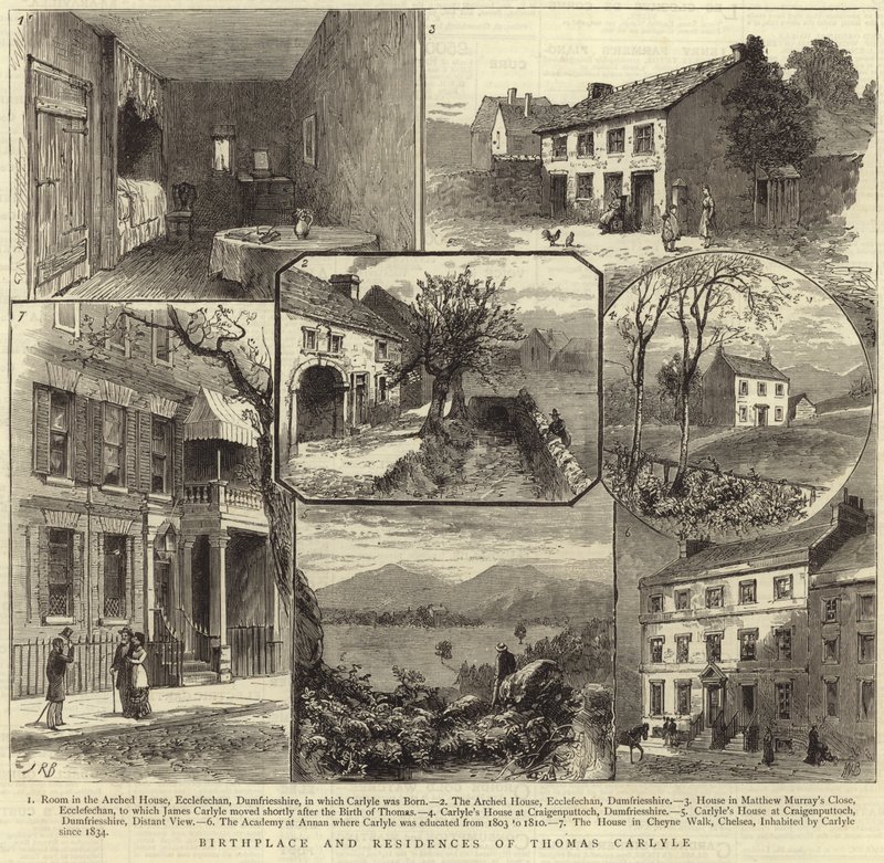 Birthplace and residences of Thomas Carlyle by English School