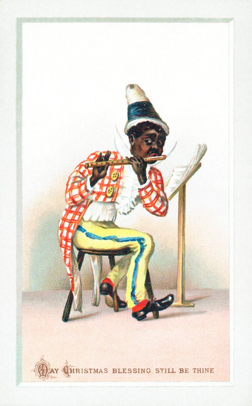 Black man playing Flute by English School
