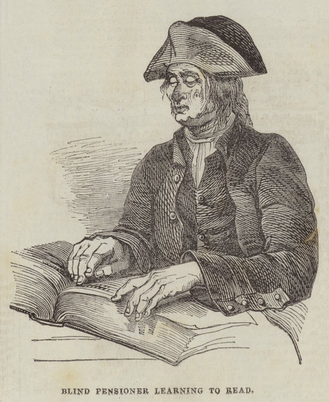 Blind Pensioner Learning to Read by English School