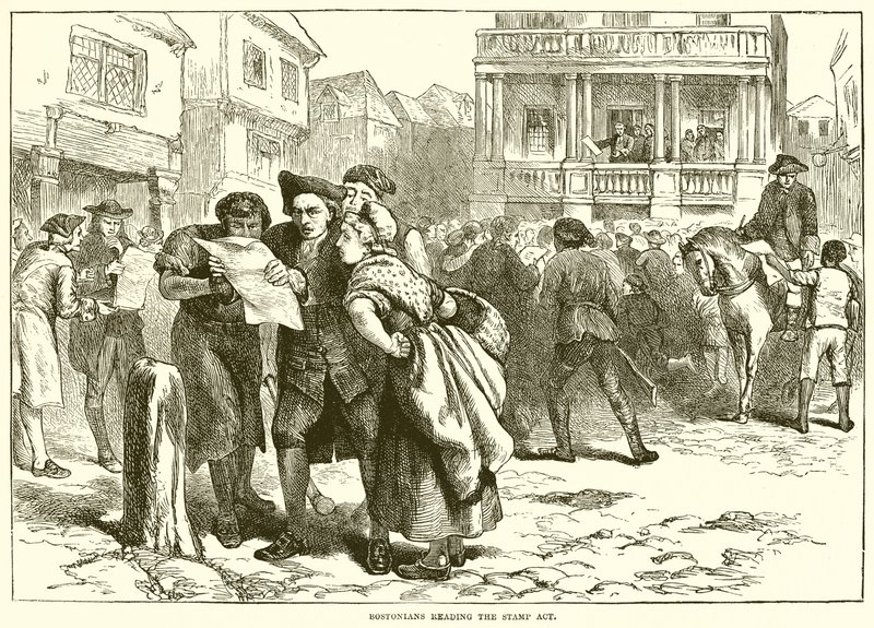 Bostonians reading the Stamp Act by English School