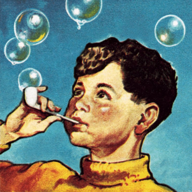 Boy Blowing Bubbles from a Pipe by English School