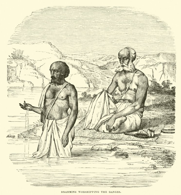 Brahmins Worshipping the Ganges by English School