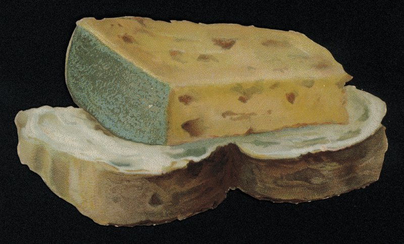 Bread and cheese shaped greetings card by English School