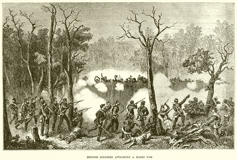 British Soldiers Attacking a Maori Pah by English School