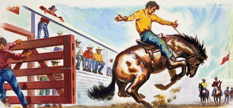 Bucking Broncho at the Rodeo by English School