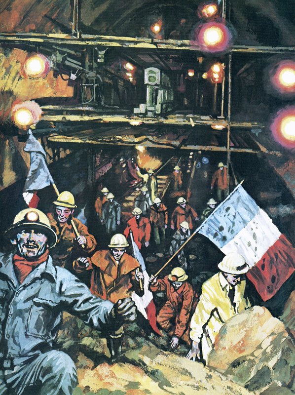 Building of the Mont Blanc Tunnel by English School