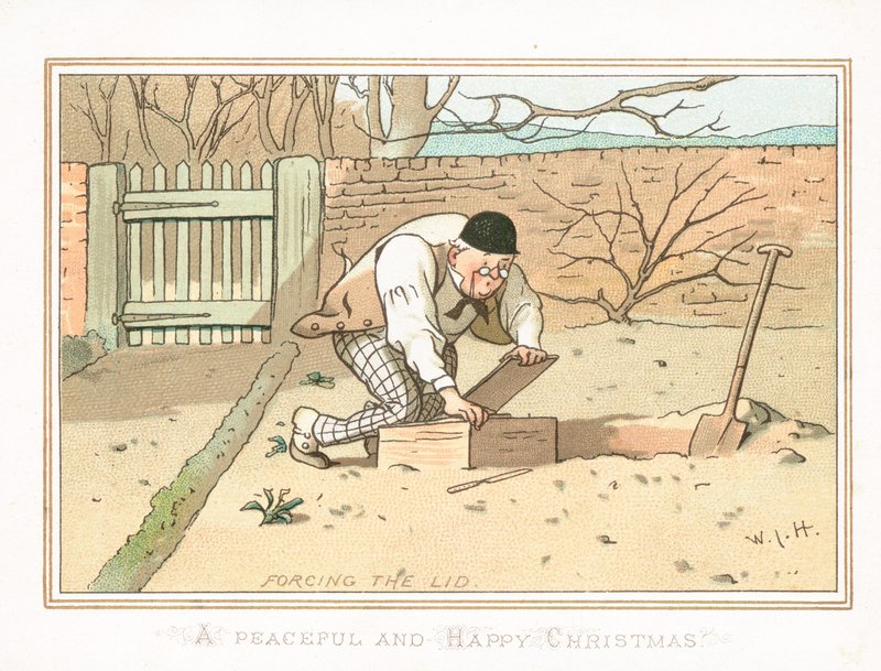 Buried Box in Garden, Christmas Card by English School