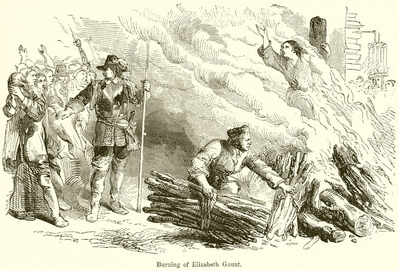 Burning of Elizabeth Gaunt by English School