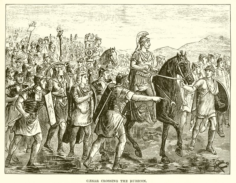 Caesar crossing the Rubicon by English School