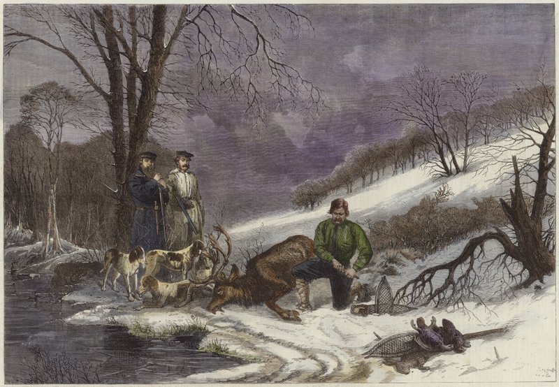 Caribou Hunting in New Brunswick by English School