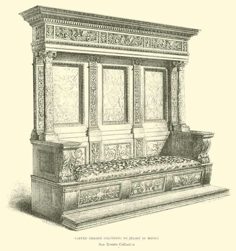 Carved Throne Belonging to Julian di Medici by English School