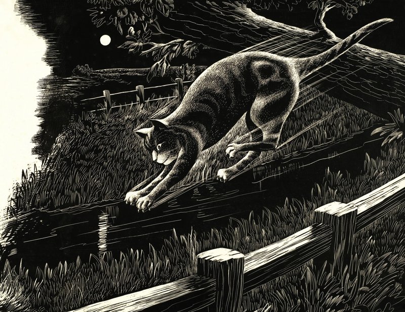 Cat Leaping from Branch by English School