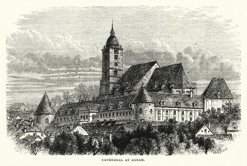 Cathedral at Agram (engraving) by English School