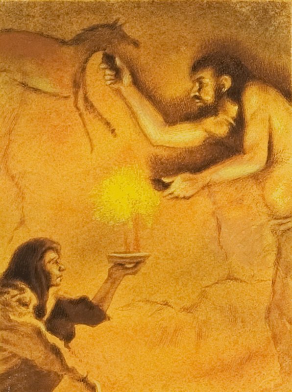 Cave Painting of Horses by English School