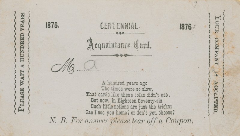 Centennial Acquaintance Card by English School