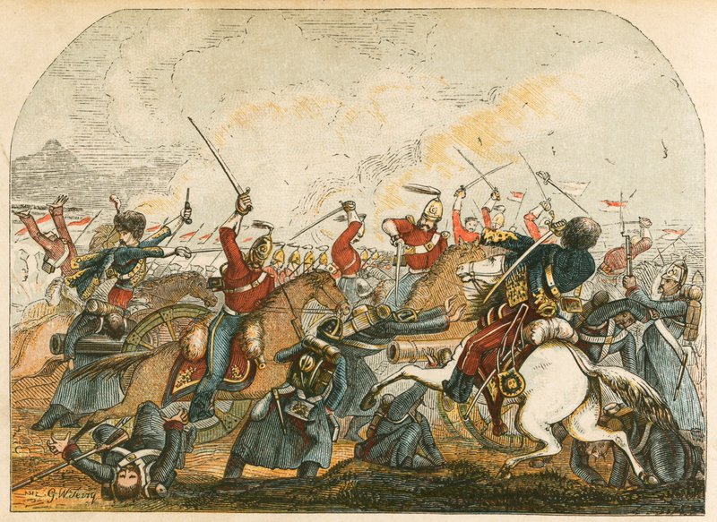 Charge of the cavalry at Balaclava by English School