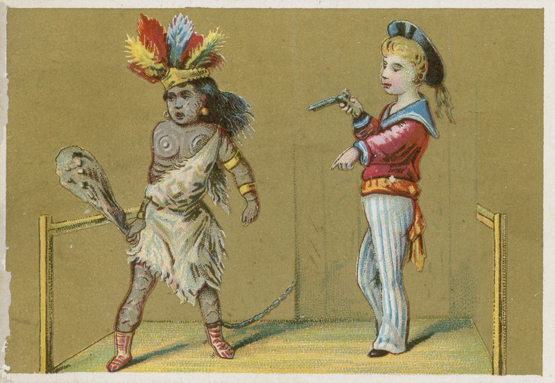 Child with Gun and Native Child by English School