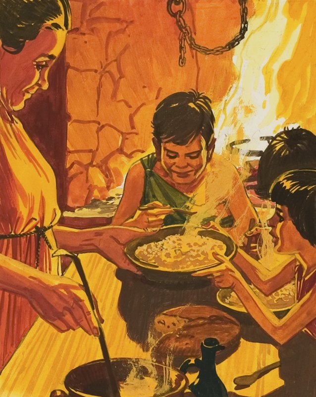 Children Eating Dinner by English School