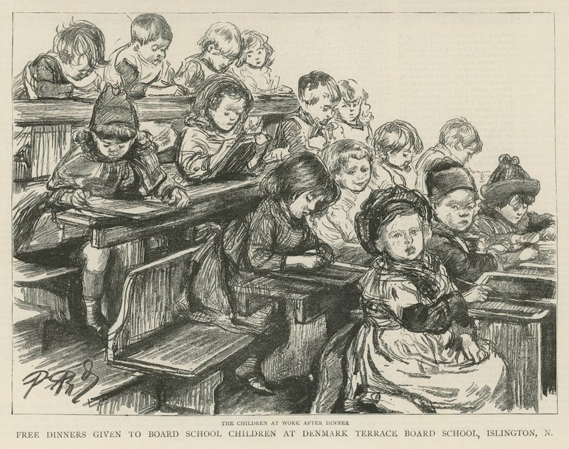 Children at Work After Dinner by English School