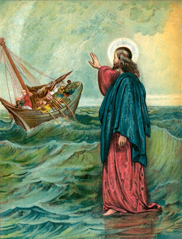 Christ Walking on the Sea by English School