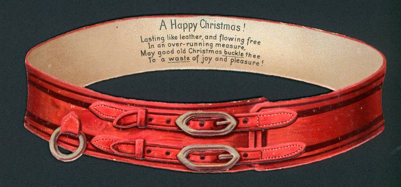 Christmas card with red belt by English School