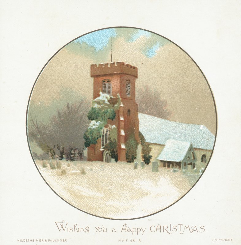 Church in the snow by English School