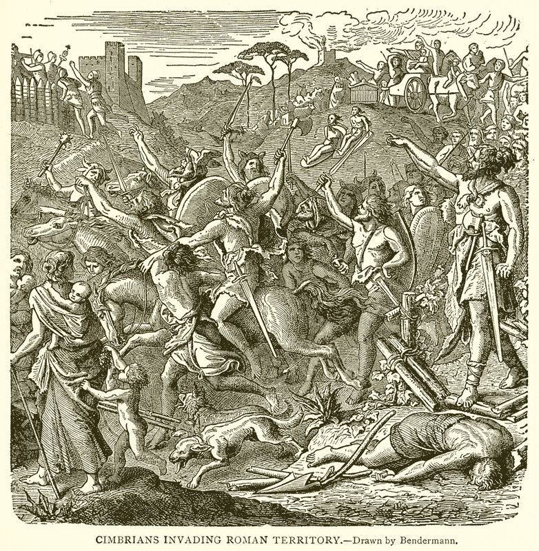 Cimbrians Invading Roman Territory by English School