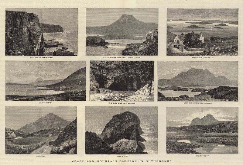 Coast and Mountain Scenery in Sutherland by English School