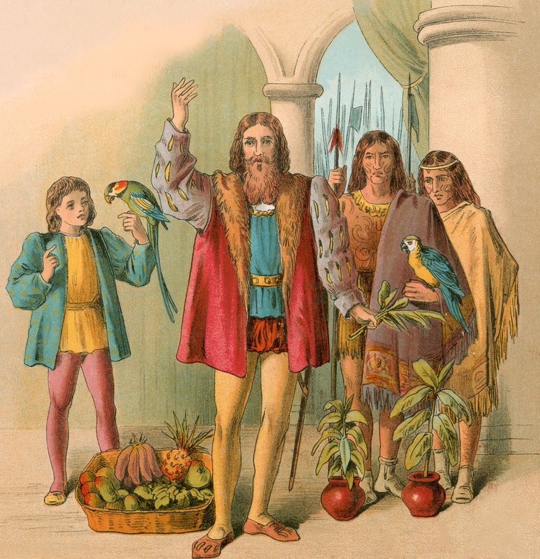 Columbus Describing the New World by English School