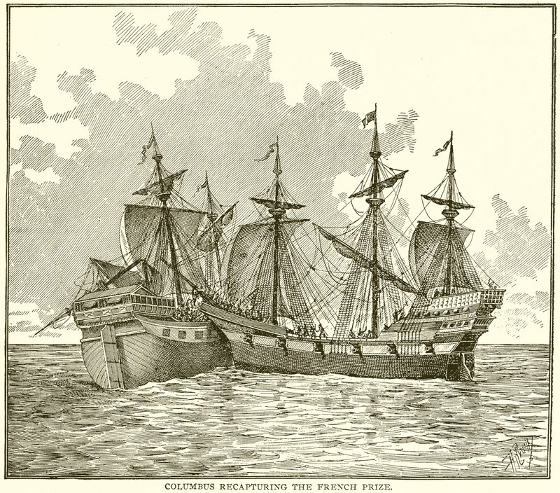 Columbus Recapturing the French Prize by English School