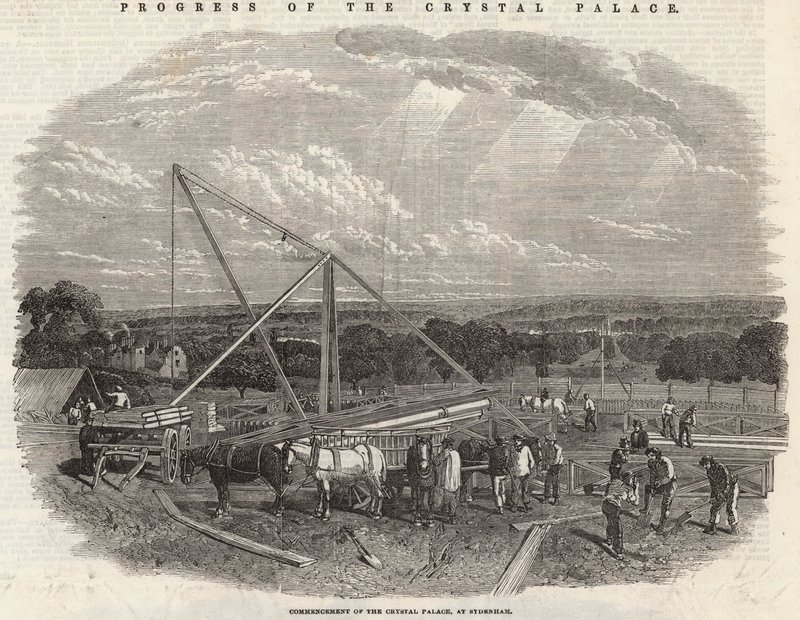 Commencement of the Crystal Palace at Sydenham by English School