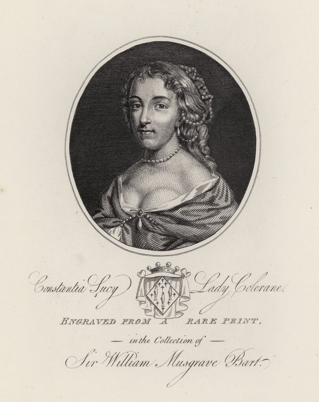 Constantia Lucy, Lady Colerane (engraving) by English School
