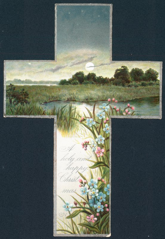 Country Scene inside Cross by English School