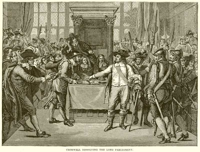 Cromwell dissolving the Long Parliament by English School