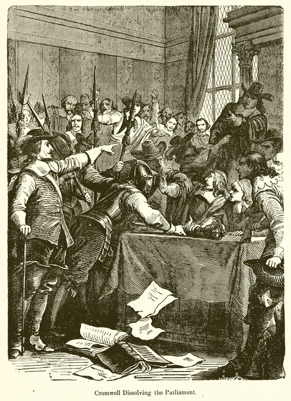 Cromwell Dissolving the Parliament by English School