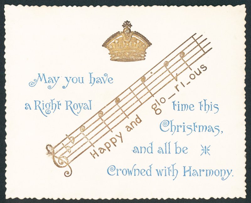 Crown and Music Notes, Christmas Card by English School