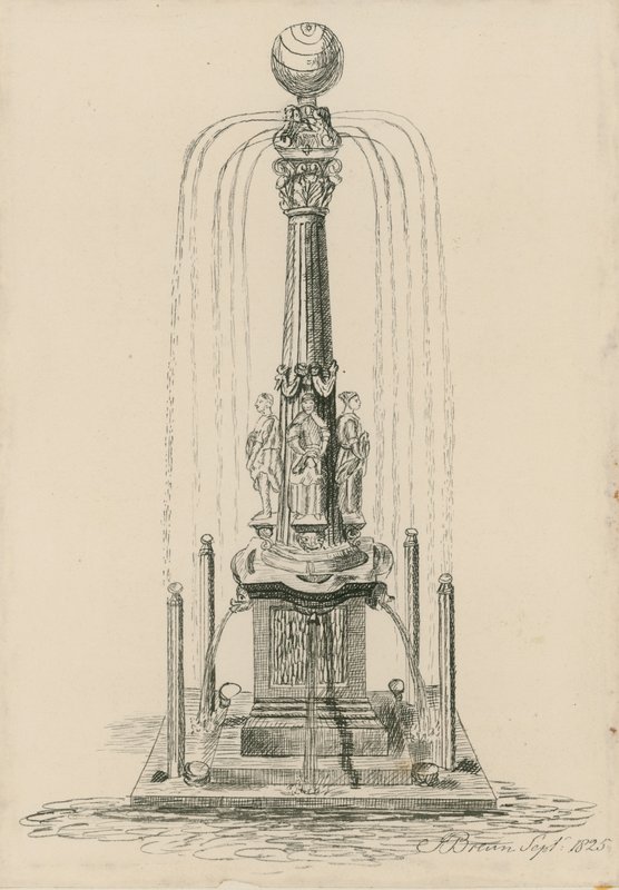 Curious sundial and fountain by English School