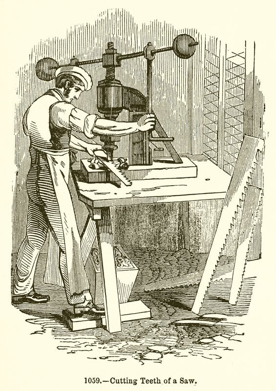 Cutting Teeth of a Saw by English School
