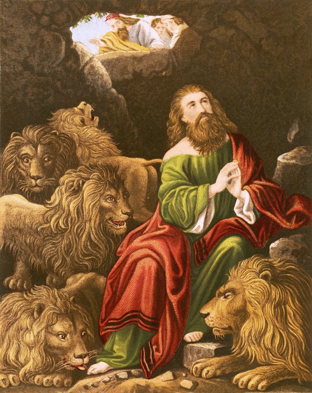 Daniel in the Den of Lions by English School
