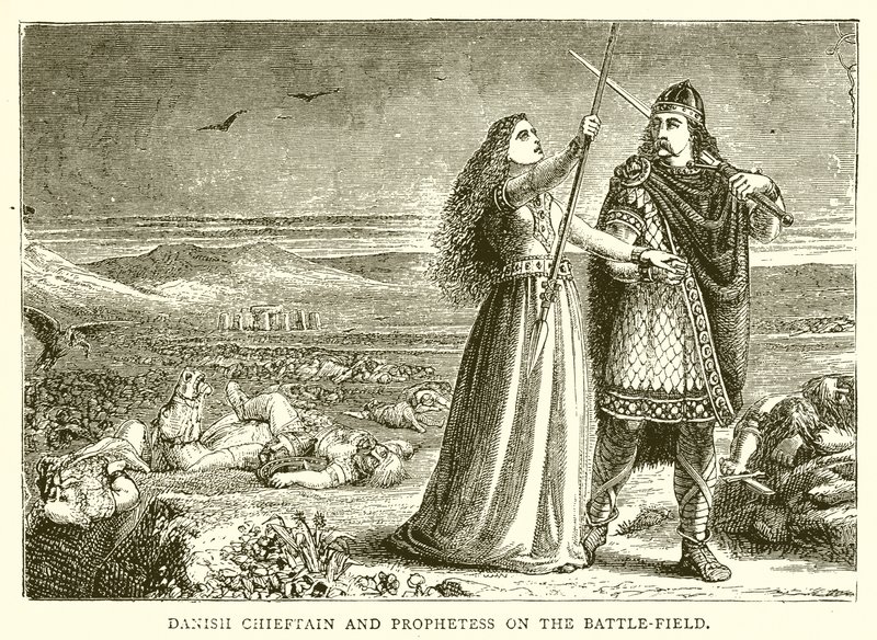Danish Chieftain and Prophetess on the Battlefield by English School