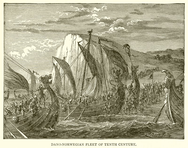 Dano-Norwegian Fleet of the Tenth Century by English School