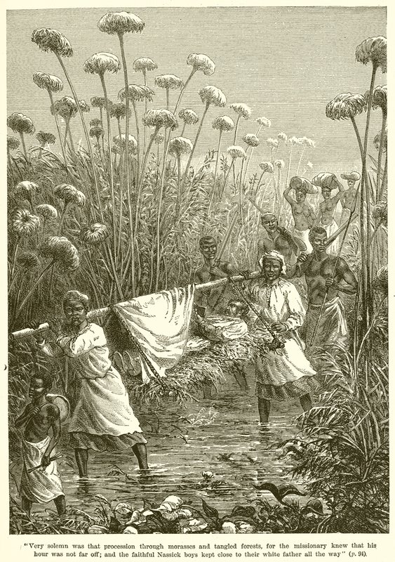 David Livingstone on a stretcher by English School