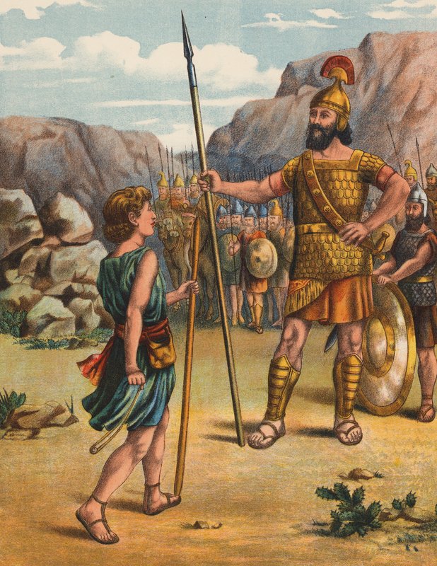 David and the Giant Goliath by English School