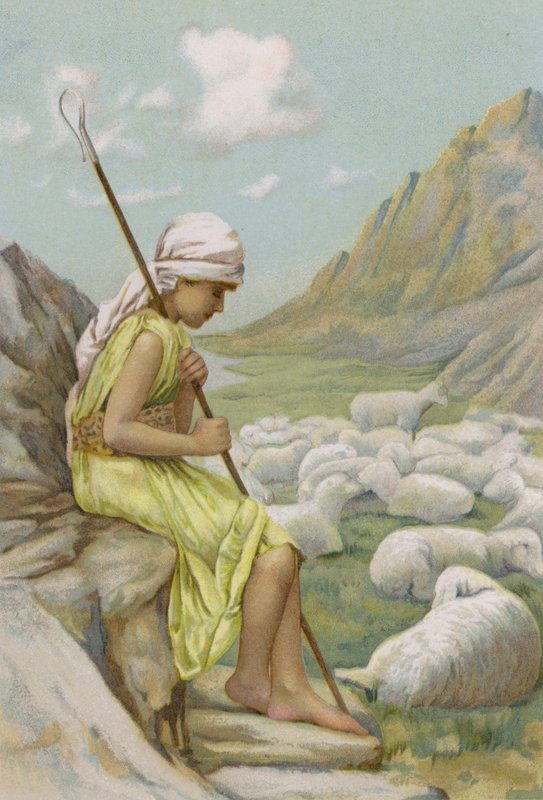David Feeding the Sheep by English School