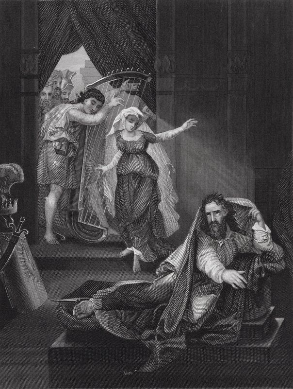 David playing before Saul by English School