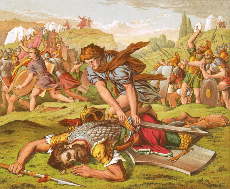 David Slaying the Giant Goliath by English School
