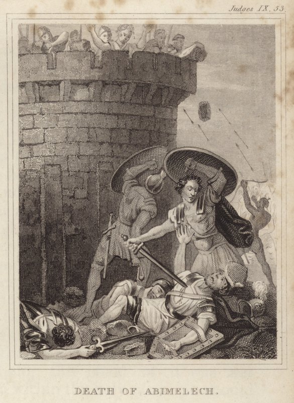 Death of Abimelech by English School